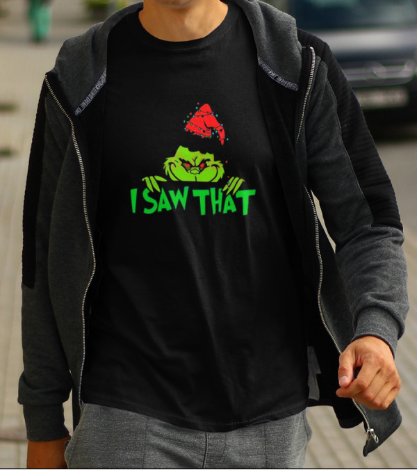 I Saw That Grinch Santa Christmas Lights Hat T-Shirt