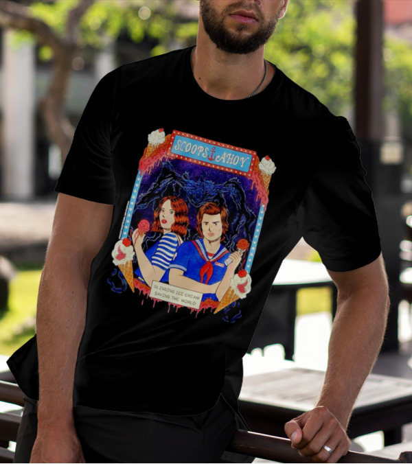 Scoops Ahoy Slinging Ice Cream Saving The World Stranger Things Duo Vintage T-Shirt