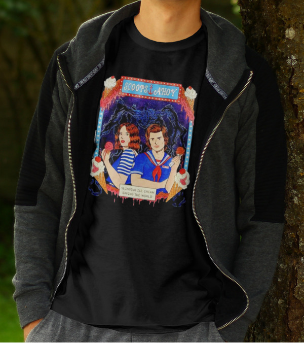 Scoops Ahoy Slinging Ice Cream Saving The World Stranger Things Duo Vintage T-Shirt