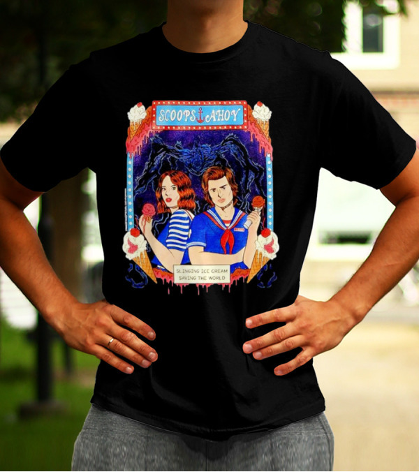 Scoops Ahoy Slinging Ice Cream Saving The World Stranger Things Duo Vintage T-Shirt
