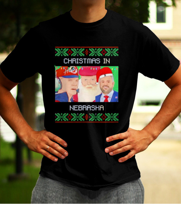 CHRISTMAS IN NEBRASKA HUSKERS SANTA COACH HOLIDAY T-Shirt