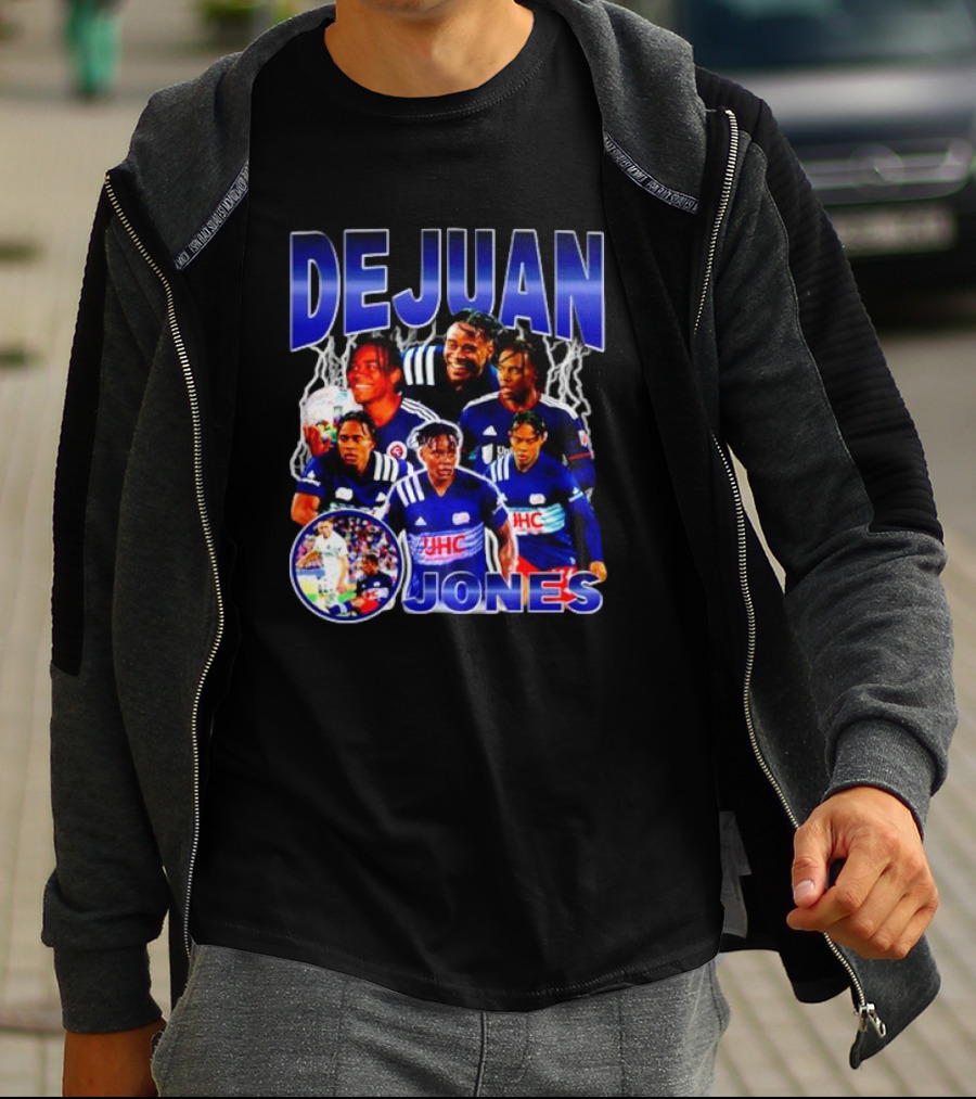 DEJUAN JONES Soccer Bootleg With JHC Logo And Lightning Background T-Shirt
