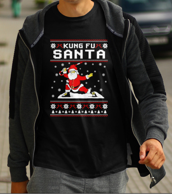 Kung Fu Santa Funny Christmas Sweater Santa Martial Arts Holiday T-Shirt