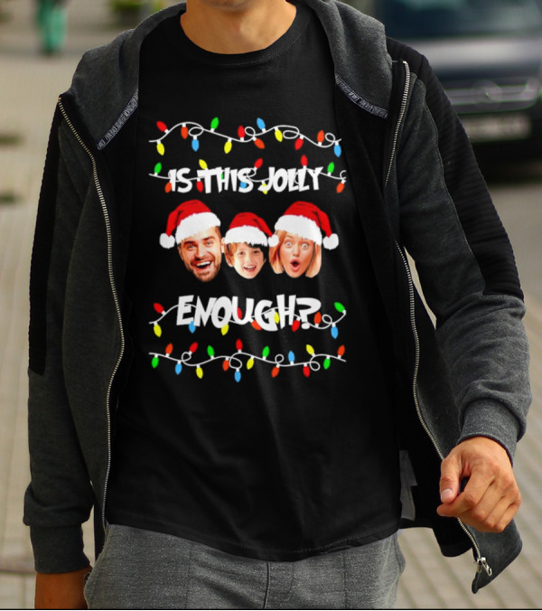 Is This Jolly Enough Custom Family Christmas Lights Holiday Faces T-Shirt