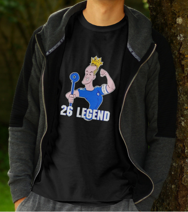 26 Legend Cartoon Crowned Football Captain T-Shirt