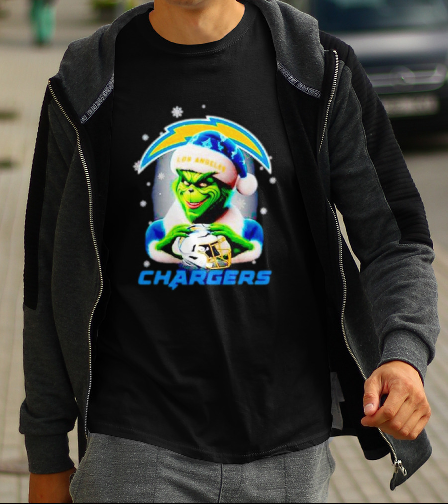 The Grinch Santa Los Angeles Chargers Christmas Holiday T-Shirt