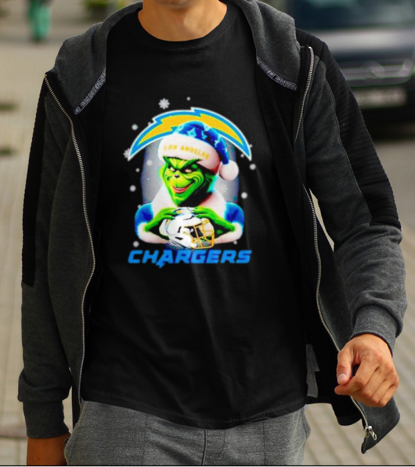 The Grinch Santa Los Angeles Chargers Christmas Holiday T-Shirt