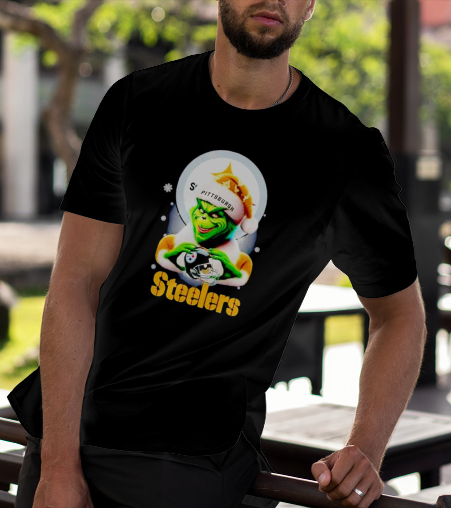 The Grinch Santa Steelers Christmas Pittsburgh Football Fan T-Shirt