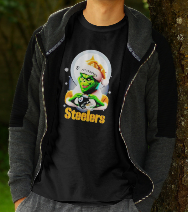 The Grinch Santa Steelers Christmas Pittsburgh Football Fan T-Shirt