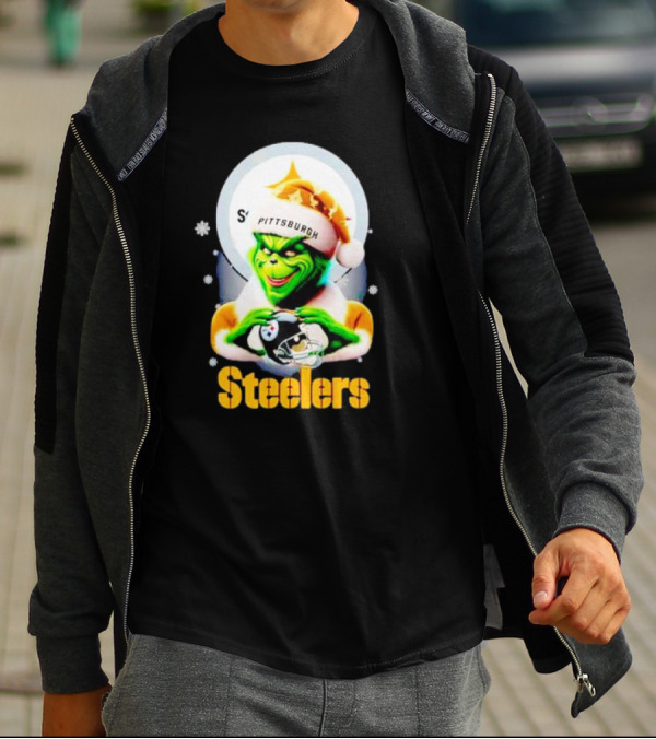 The Grinch Santa Steelers Christmas Pittsburgh Football Fan T-Shirt
