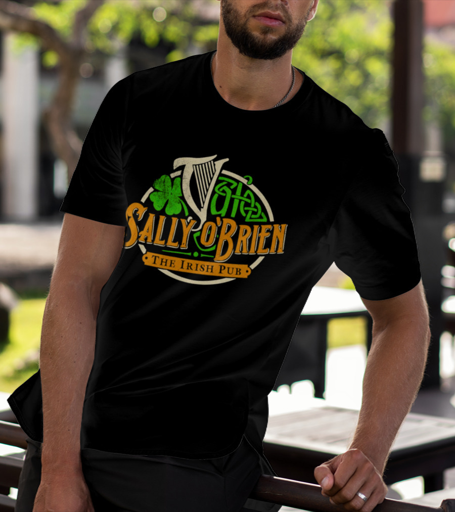 Sally O'Brien Irish Pub Clover Celtic Harp Versengold T-Shirt