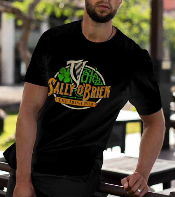 Sally O'Brien Irish Pub Clover Celtic Harp Versengold T-Shirt