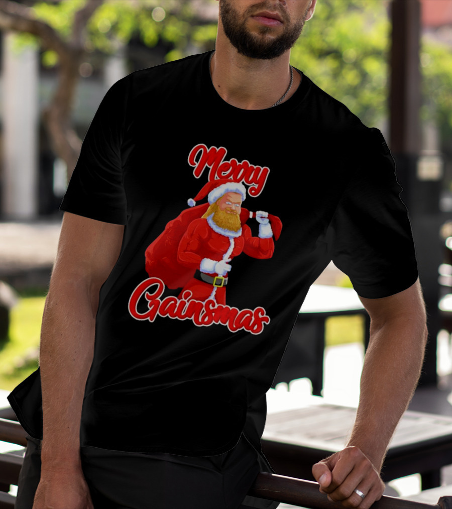 Merry Gainsmas Fitness Santa Bodybuilder T-Shirt