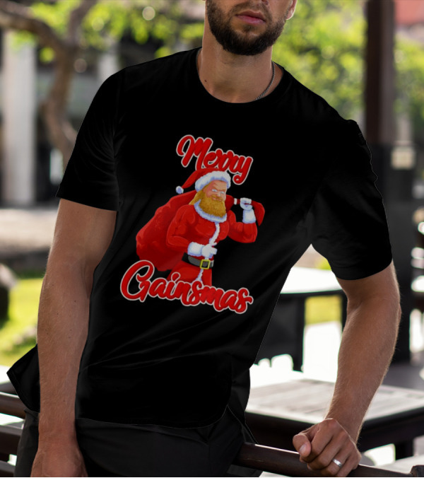 Merry Gainsmas Fitness Santa Bodybuilder T-Shirt