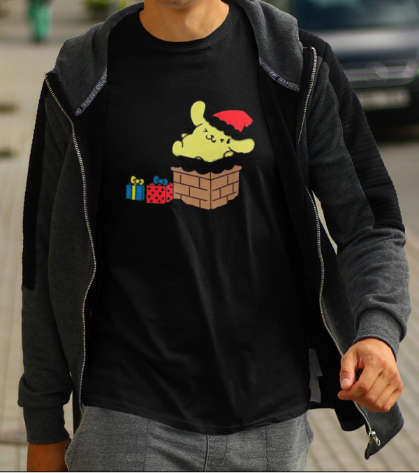 Pompompurin Christmas Chimney With Santa Hat And Presents T-Shirt