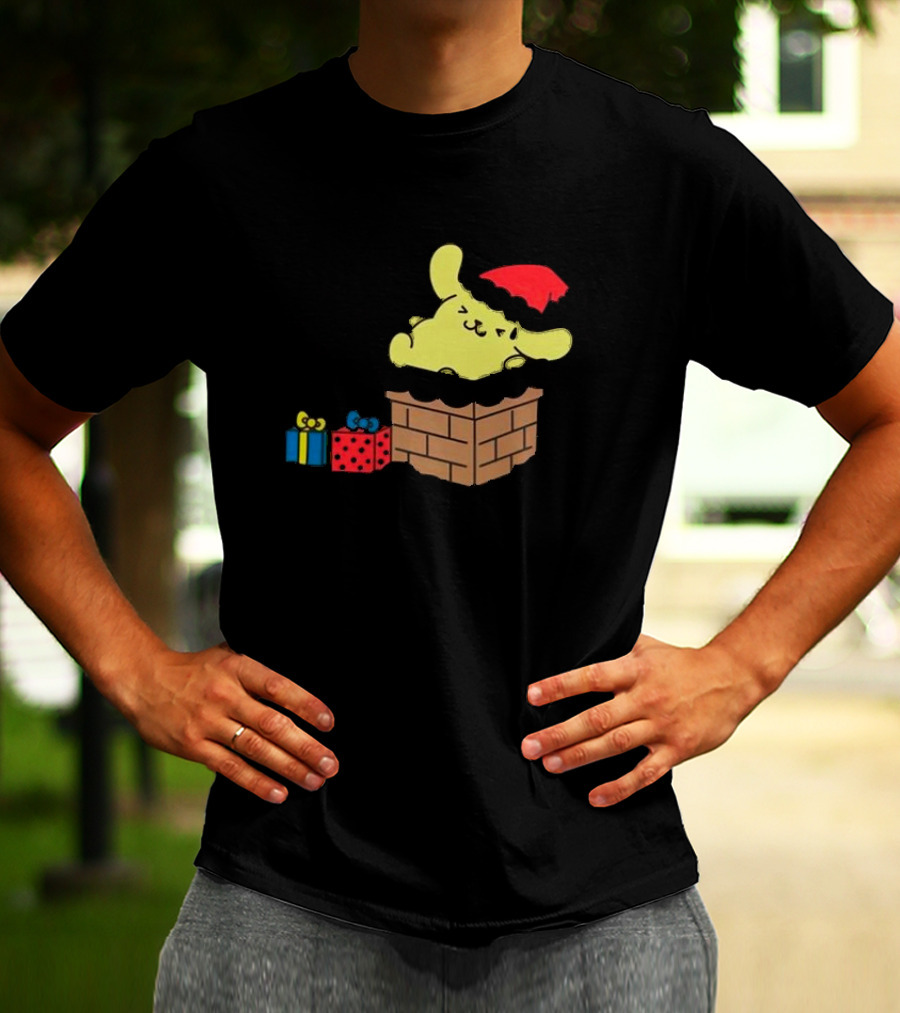 Pompompurin Christmas Chimney With Santa Hat And Presents T-Shirt