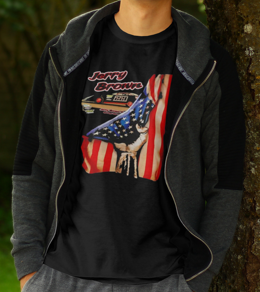 Jerry Brown Blood Inside Me American Flag Race Car 88 T-Shirt
