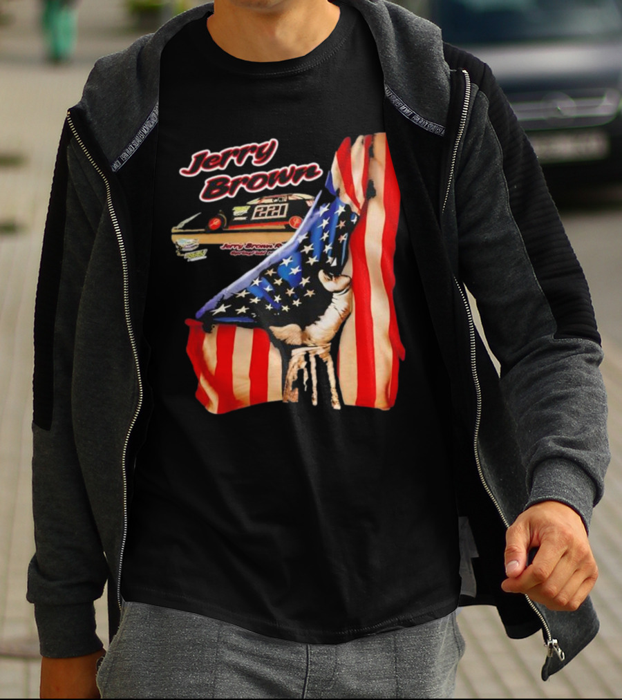 Jerry Brown Blood Inside Me American Flag Race Car 88 T-Shirt