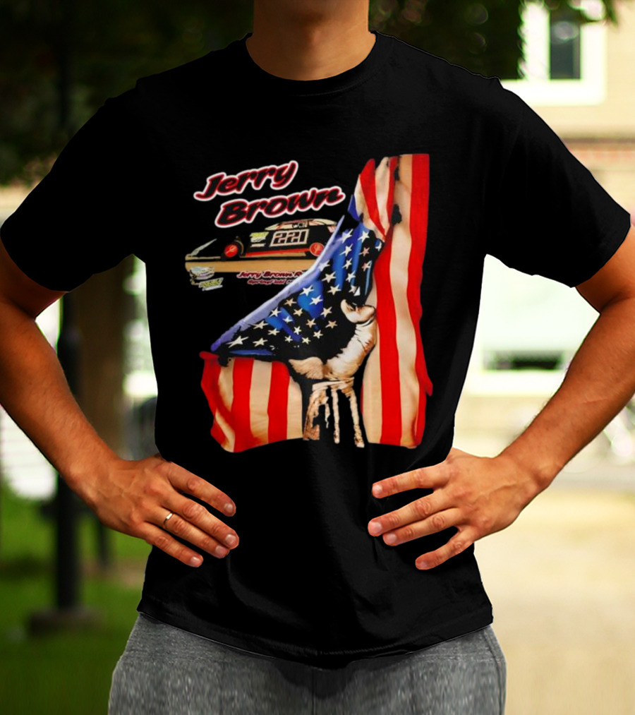 Jerry Brown Blood Inside Me American Flag Race Car 88 T-Shirt