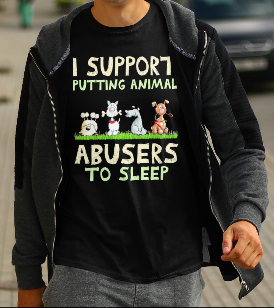 I Support Putting Animal Abusers To Sleep Animal Characters In Grass T-Shirt