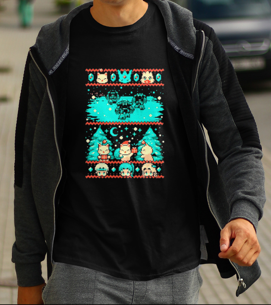 Esper Of Christmas 8-Bit Holiday Pixel Art With Festive Characters T-Shirt