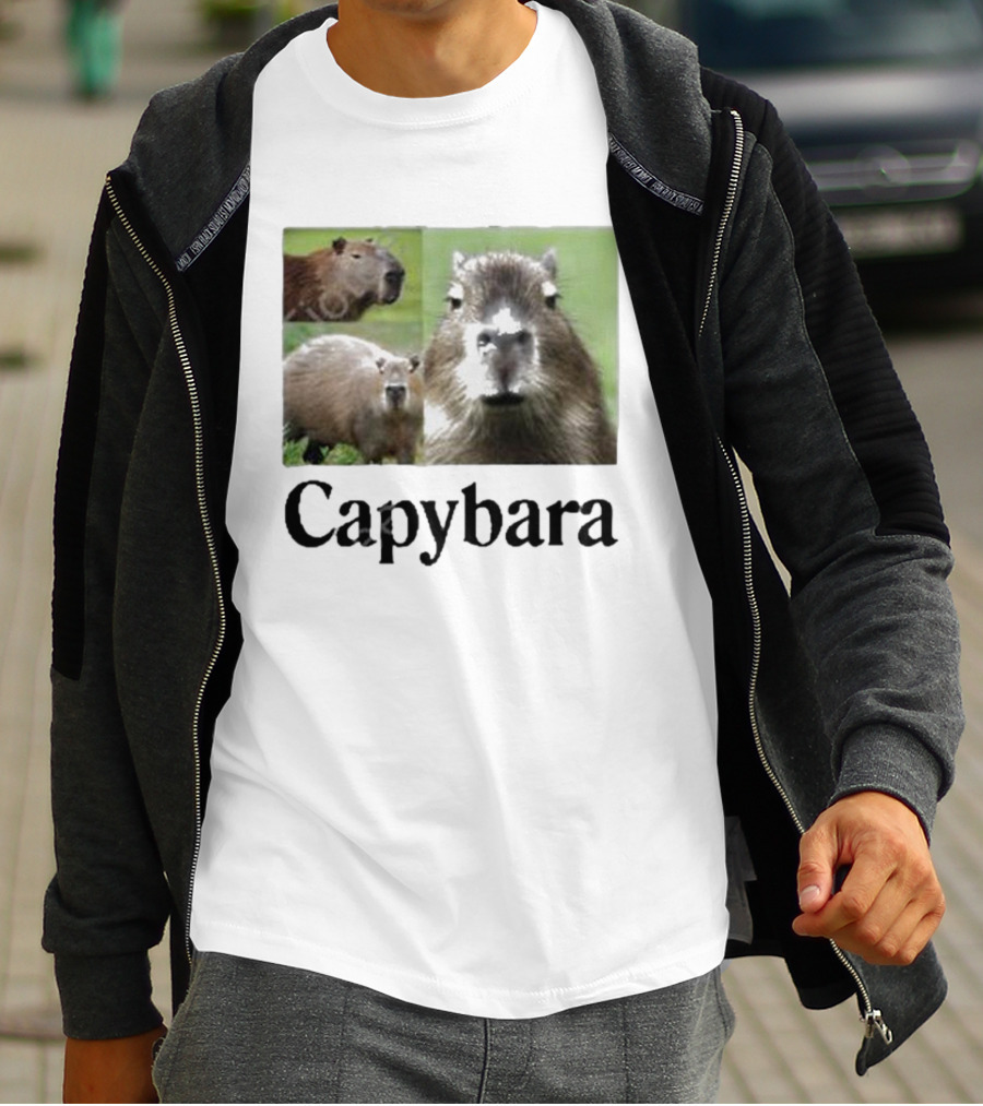 At The Moment Shop Capybara Trio Close-Up T-Shirt