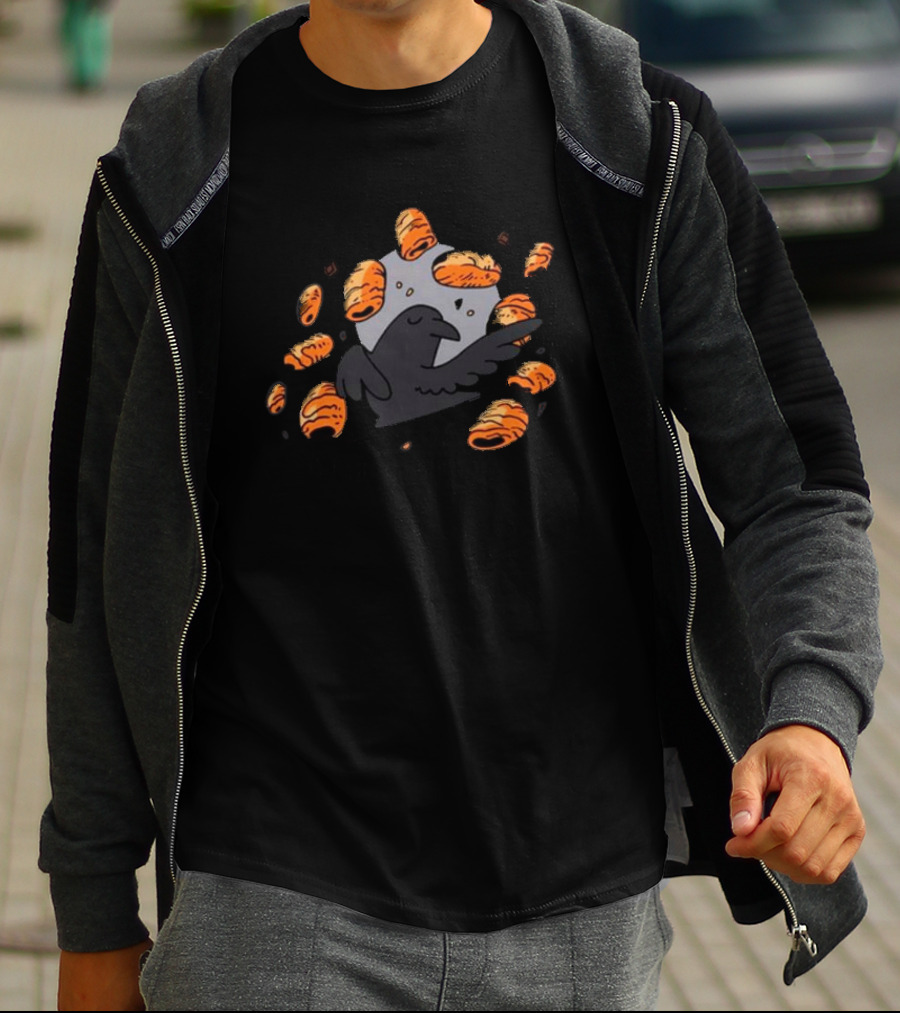 Crow Surrounded By Pain Au Chocolat T-Shirt