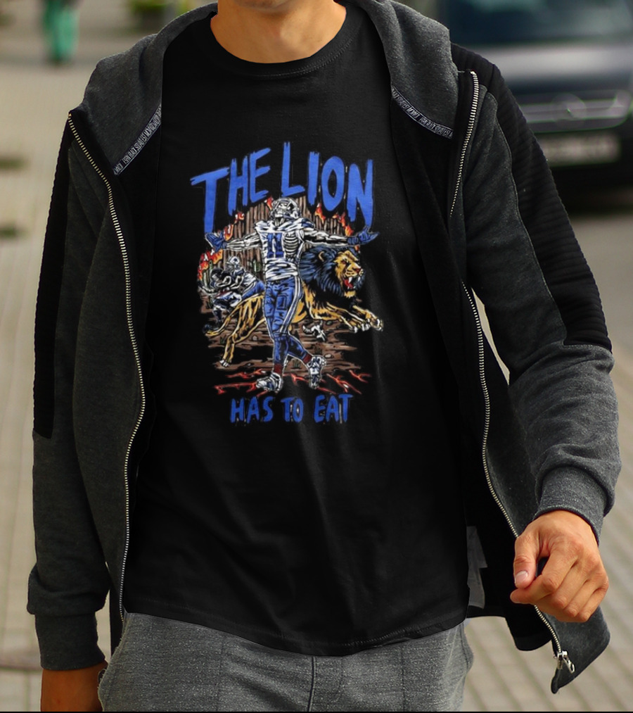 Detroit Lions The Lion Has To Eat Football Player And Fierce Animal T-Shirt