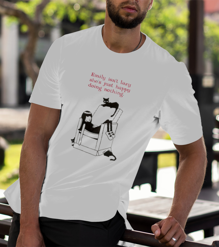 Emily Isn’t Lazy She’s Just Happy Doing Nothing Chair And Cat T-Shirt