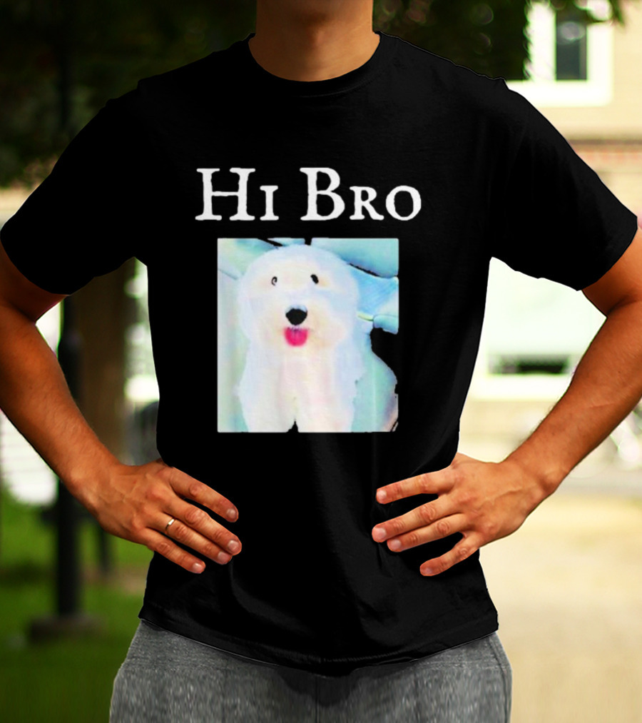 Hi Bro Fluffy Dog Image T-Shirt