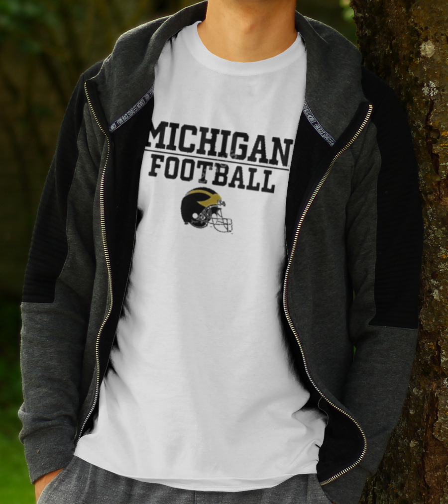 Mden Michigan Football Helmet T-Shirt