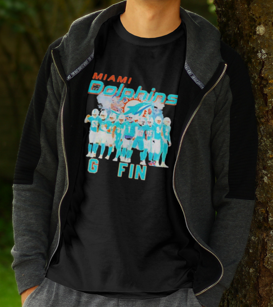 Miami Dolphins Go Fins Players Logo Team Spirit T-Shirt