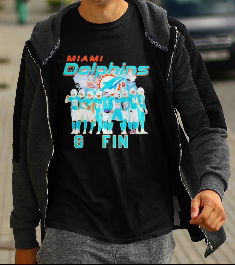 Miami Dolphins Go Fins Players Logo Team Spirit T-Shirt