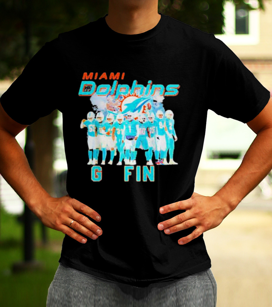 Miami Dolphins Go Fins Players Logo Team Spirit T-Shirt