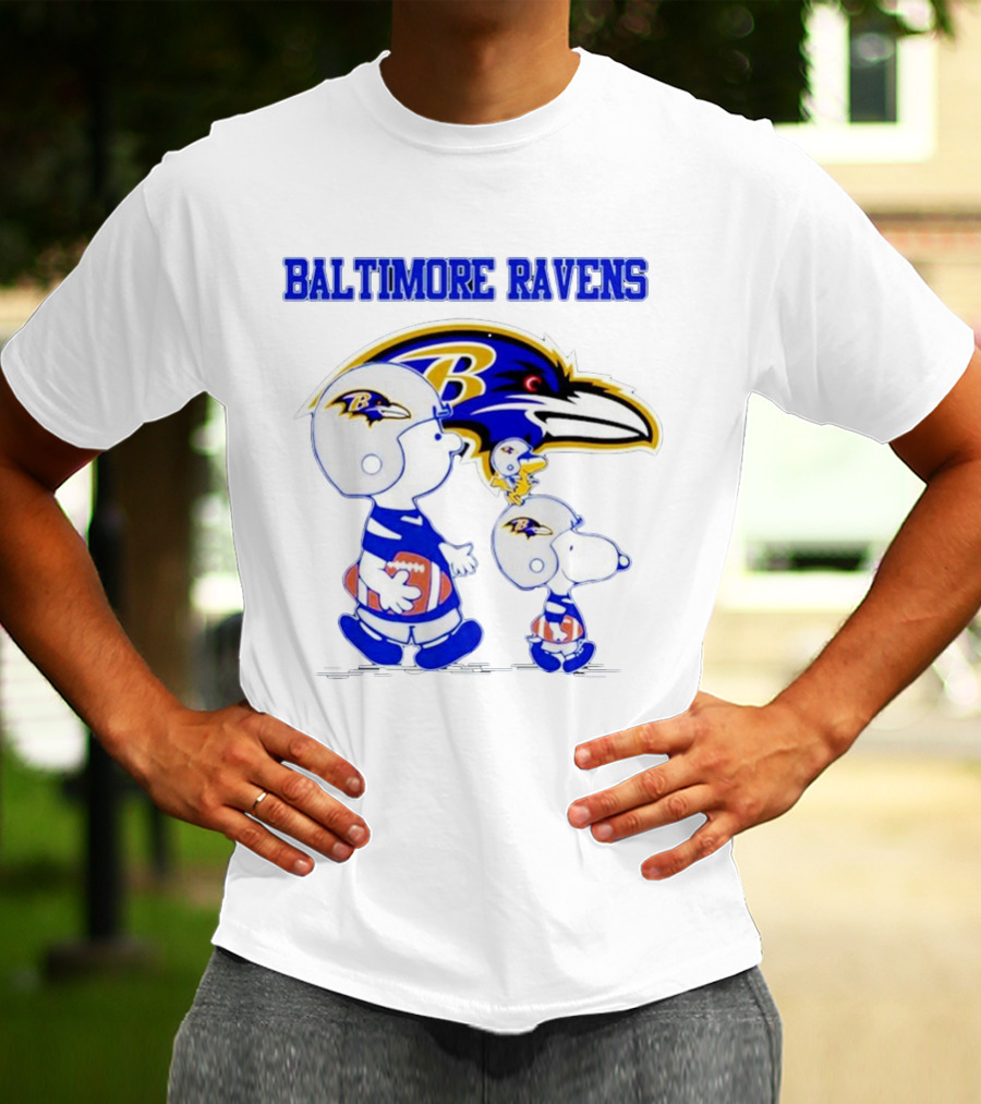 Baltimore Ravens Peanuts Snoopy And Woodstock Football Ravens T-Shirt