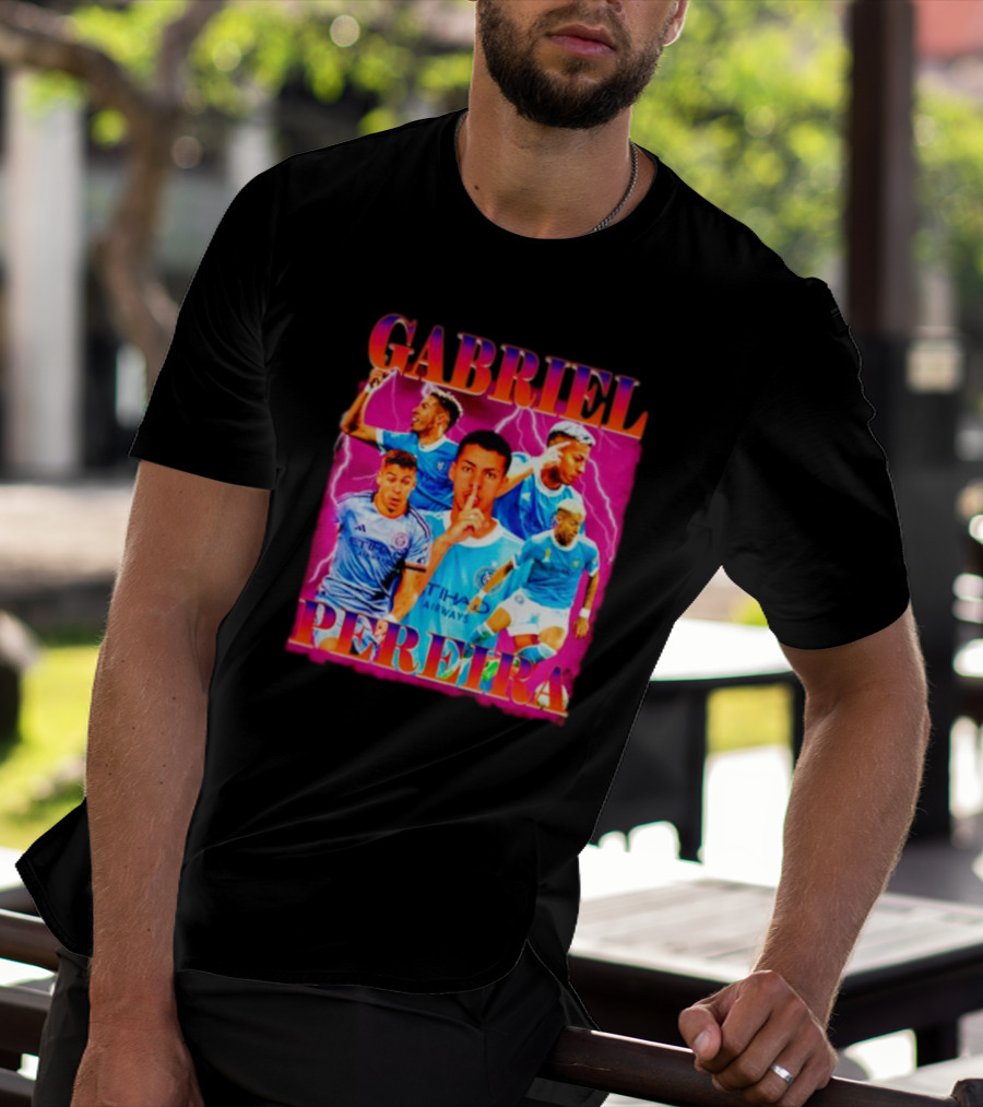 GABRIEL PEREIRA NYCFC Soccer Lightning Collage T-Shirt