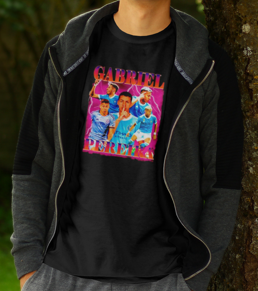 GABRIEL PEREIRA NYCFC Soccer Lightning Collage T-Shirt