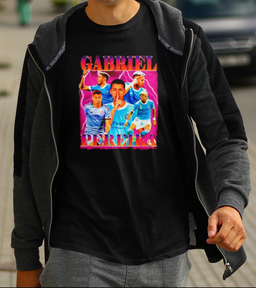 GABRIEL PEREIRA NYCFC Soccer Lightning Collage T-Shirt