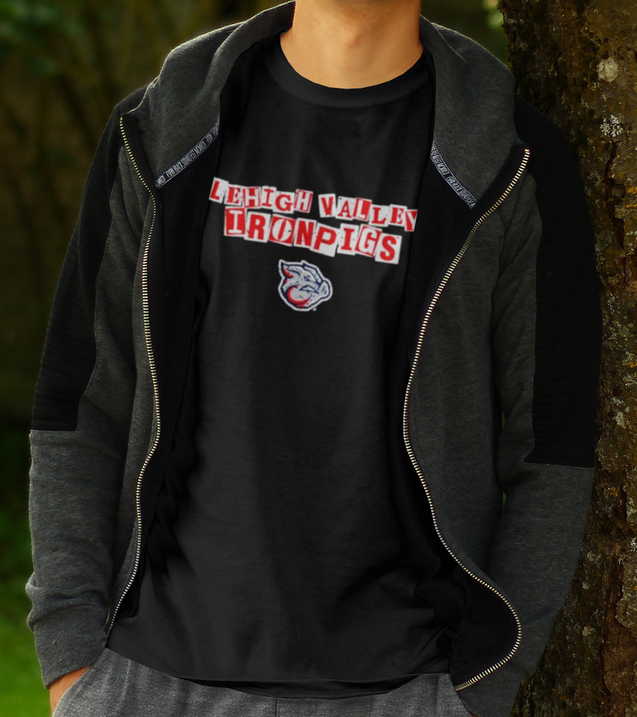 Lehigh Valley IronPigs Red Text With Pig Head T-Shirt
