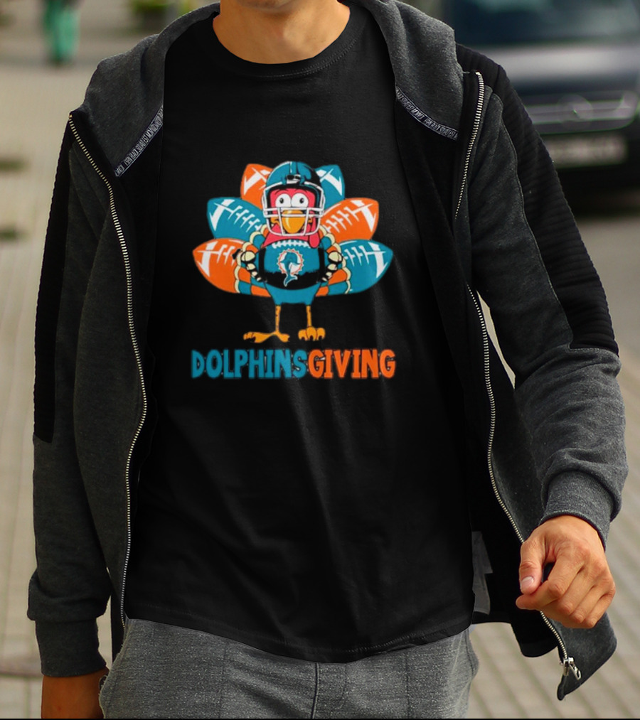 Dolphinsgiving Miami Dolphins Thanksgiving Turkey Football T-Shirt