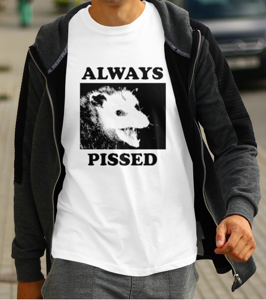 Opossum Always Pissed Black-and-White T-Shirt