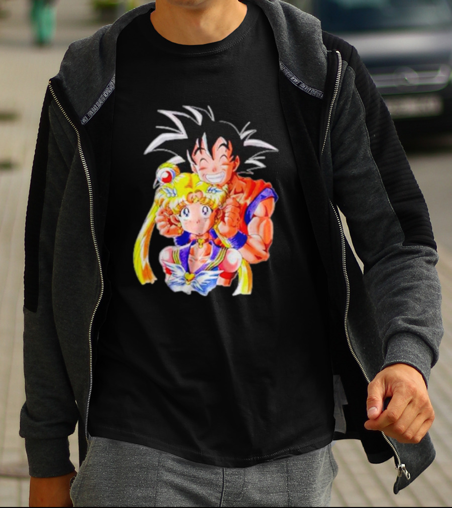 Sailor Moon And Goku Crossover Fusion Character Collaboration T-Shirt