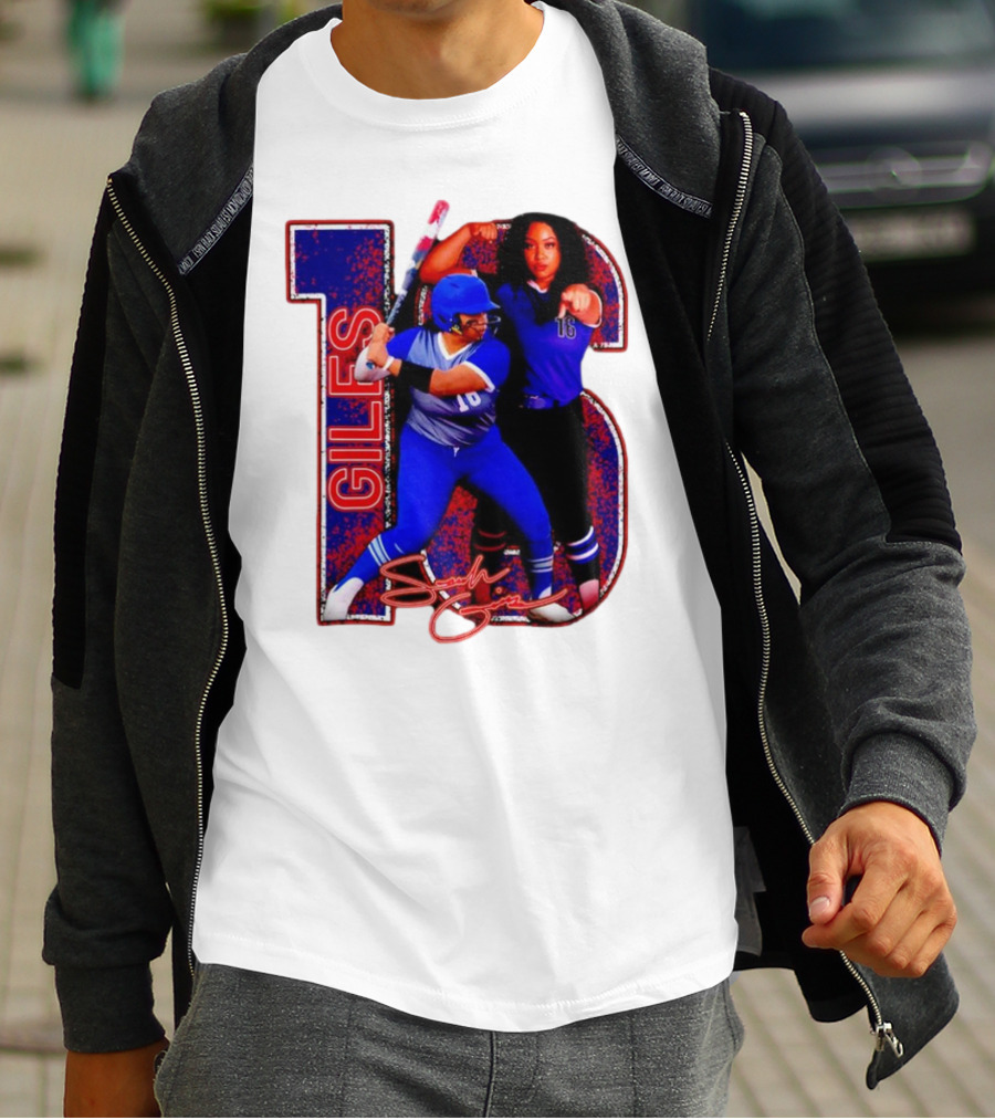 Giles 16 Softball Players Signature Sam Lodge Jessup T-Shirt