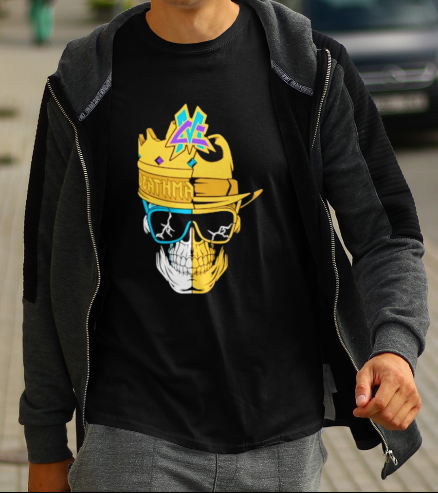 Matt Cardona Deathmatch God Crowned Skull With Sunglasses And Crown Split T-Shirt