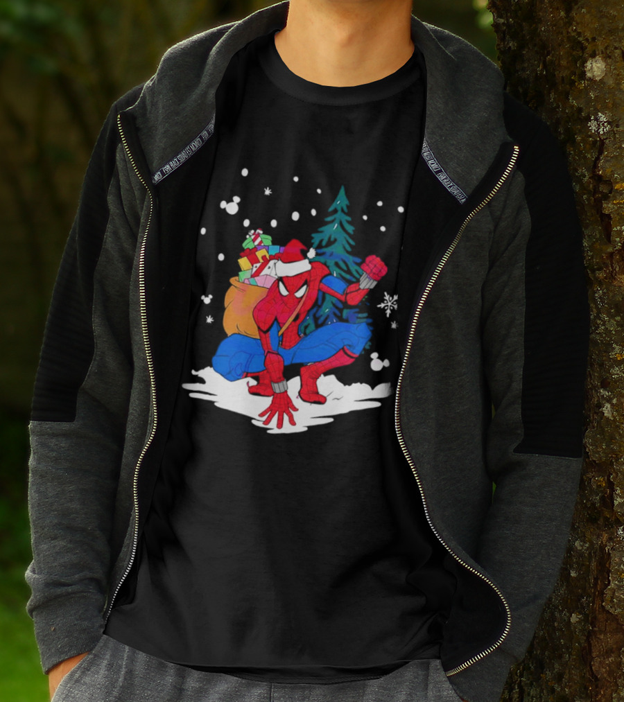 Spiderman Santa Christmas Tree Snow Presents T-Shirt