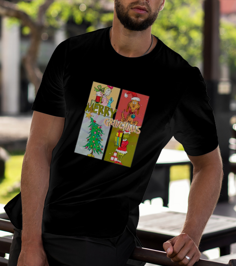 Merry Grinchmas Characters Vintage Grinch And Max Christmas Tree T-Shirt
