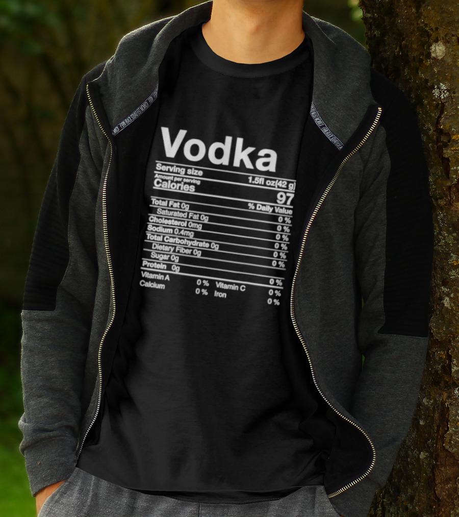 Vodka Serving Size Calories 97 Nutritional Label T-Shirt