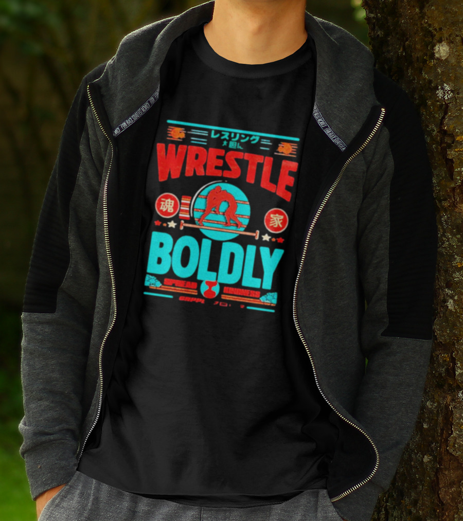 Wrestle Boldly Spread Kindness Wrestling Iconic Symbols T-Shirt
