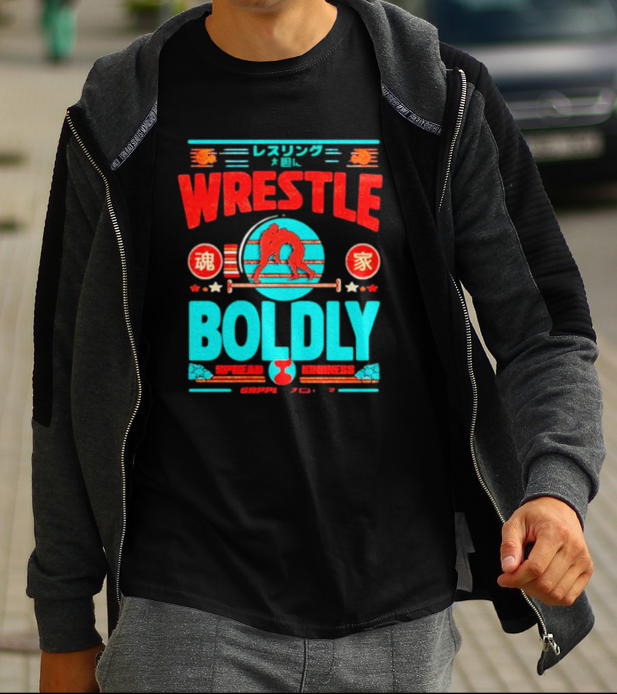 Wrestle Boldly Spread Kindness Wrestling Iconic Symbols T-Shirt