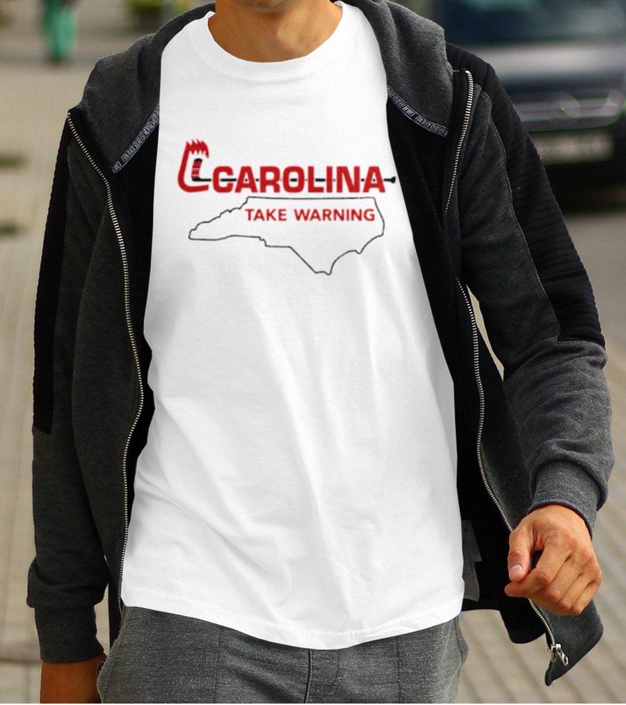 Carolina Hurricanes Take Warning North Carolina Map T-Shirt